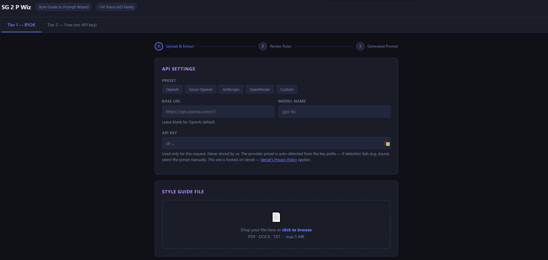 SG2PWiz app — Style Guide to Prompt Wizard
